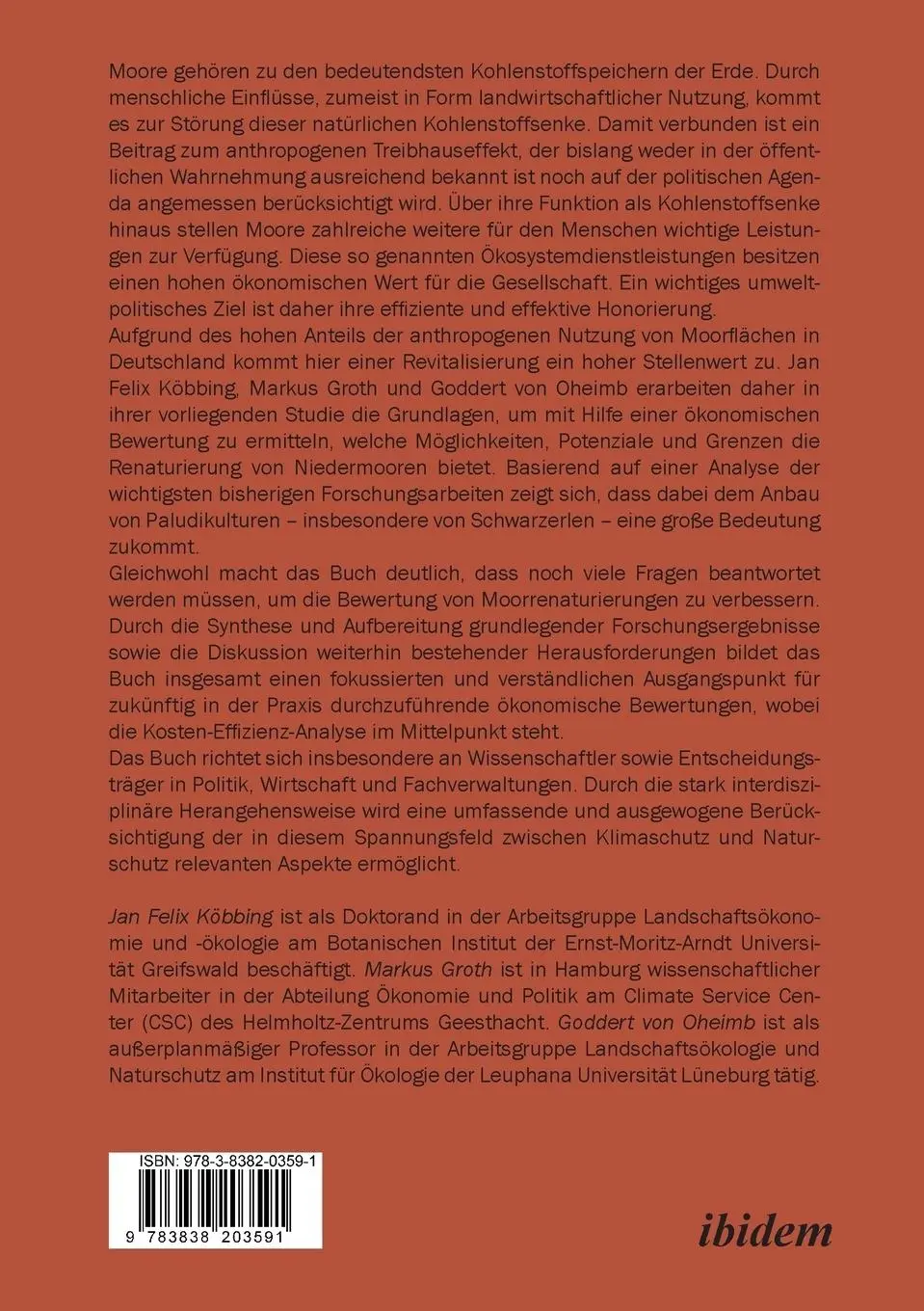 Rückseite: 9783838203591 | Klimaschutz durch Moorrenaturierung | Markus Köbbing Groth | Buch