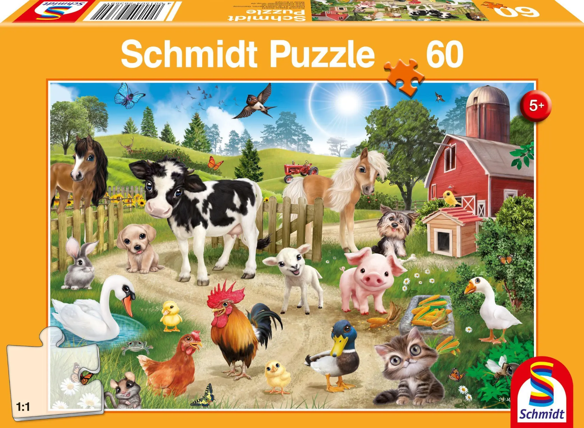 Cover: 4001504563691 | Animal Club, Bauernhoftiere. Puzzle 60 Teile | Spiel | 56369 | Deutsch
