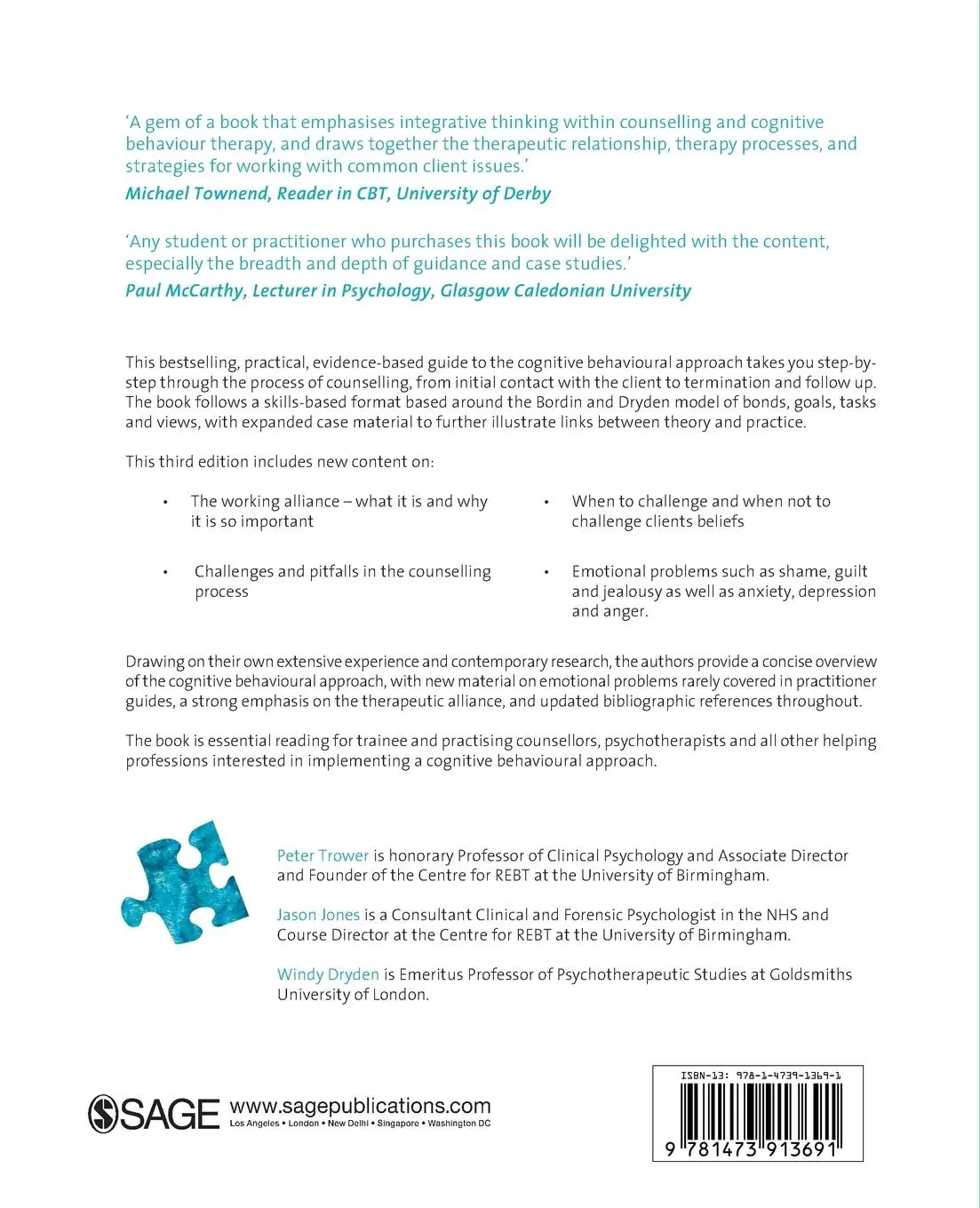 Rückseite: 9781473913691 | Cognitive Behavioural Counselling in Action | Peter Trower (u. a.)
