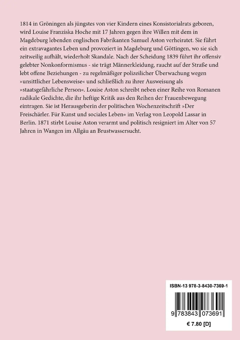 Rückseite: 9783843073691 | Gedichte und Autobiographisches | Louise Aston | Taschenbuch | 60 S.