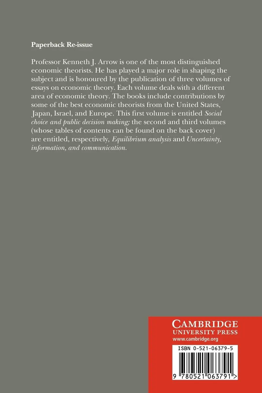 Rückseite: 9780521063791 | Essays in Honor of Kenneth J. Arrow | Walter P. Heller (u. a.) | Buch
