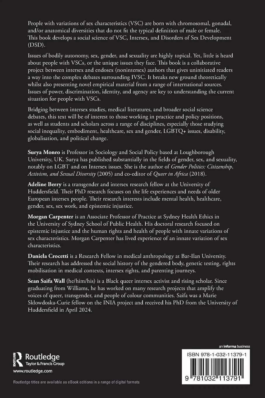 Rückseite: 9781032113791 | Intersex, Variations of Sex Characteristics, DSD | Critical Approaches
