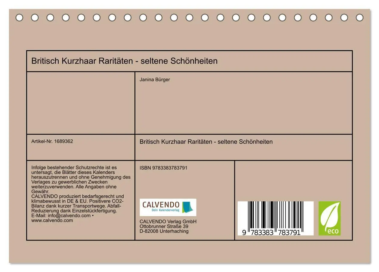 Bild: 9783383783791 | Britisch Kurzhaar Raritäten - seltene Schönheiten (Tischkalender...