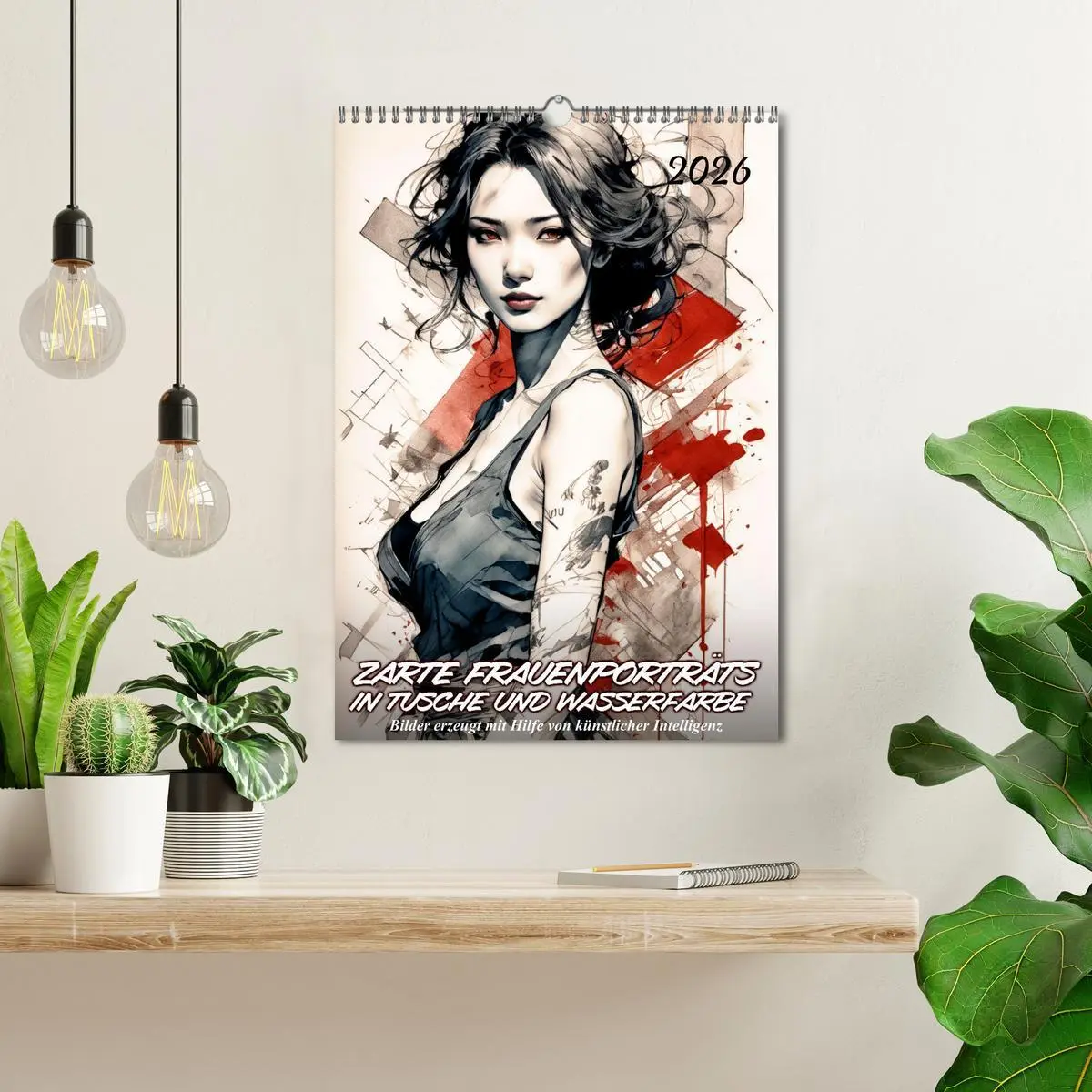 Bild: 9783457273791 | Zarte Frauenporträts in Tusche und Wasserfarbe (Wandkalender 2026...