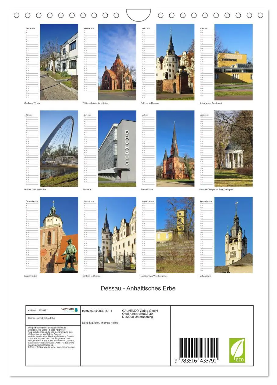 Bild: 9783516433791 | Dessau - Anhaltisches Erbe (Wandkalender 2026 DIN A4 hoch),...