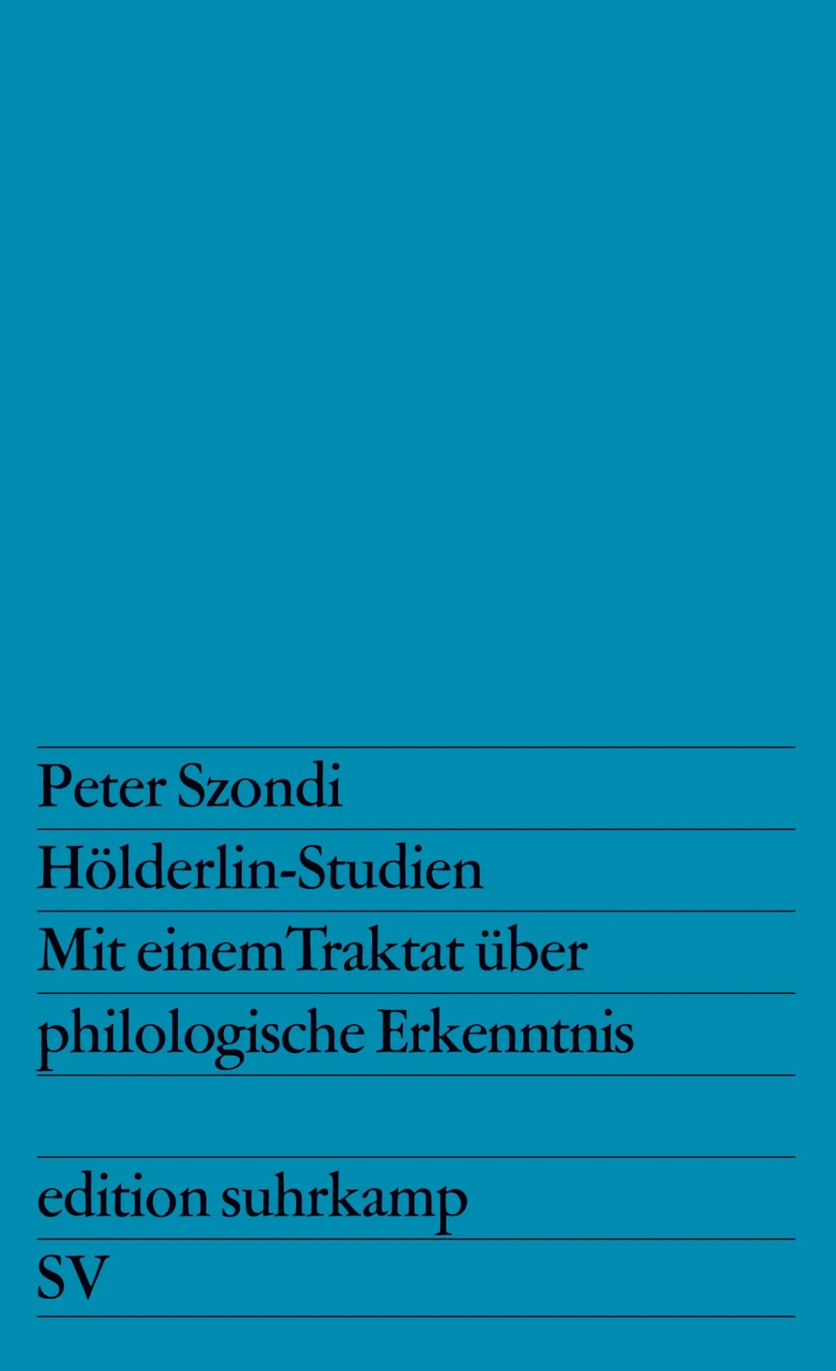Cover: 9783518103791 | Hölderlin-Studien | Mit einem Traktat über philologische Erkenntnis