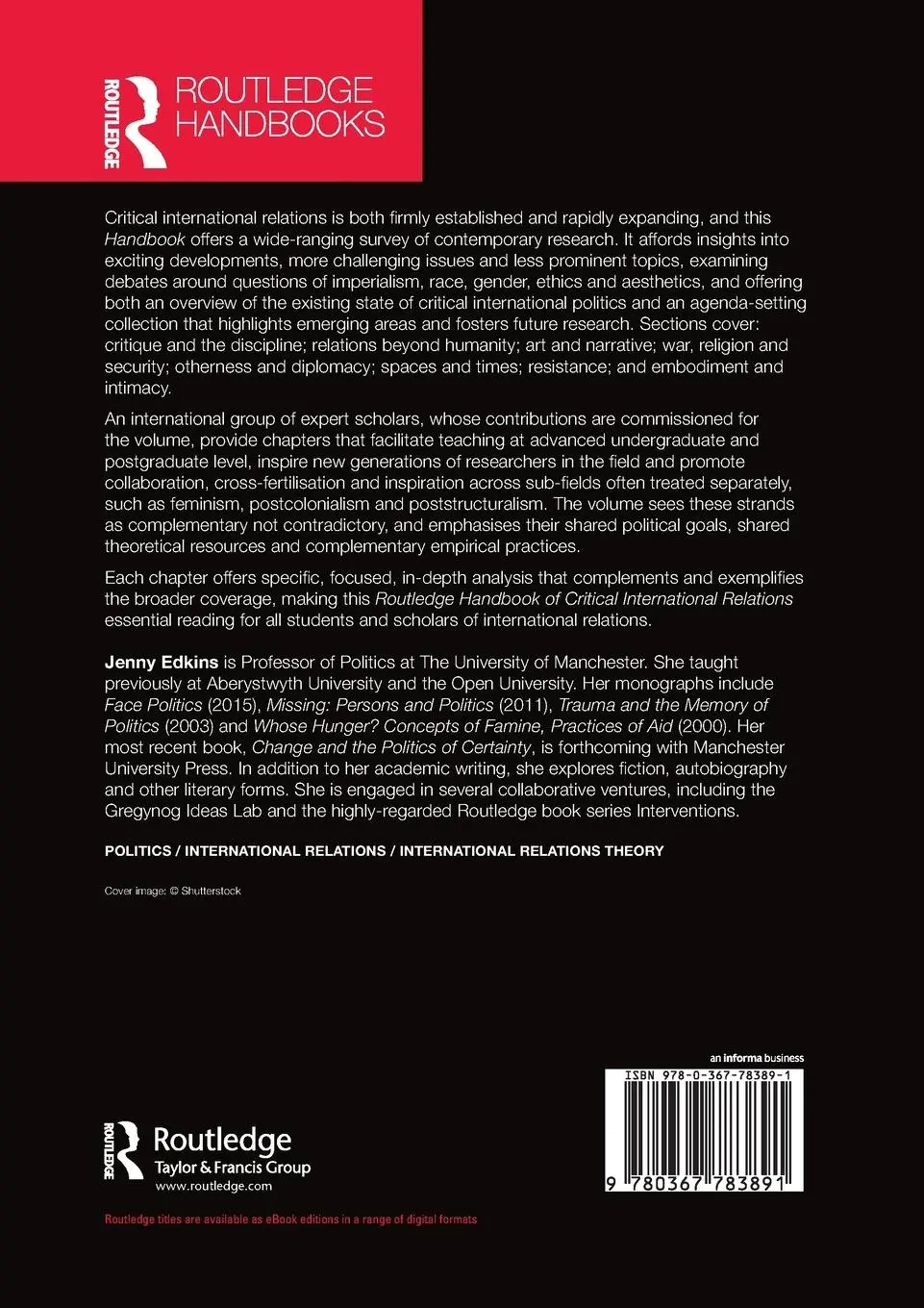 Rückseite: 9780367783891 | Routledge Handbook of Critical International Relations | Jenny Edkins