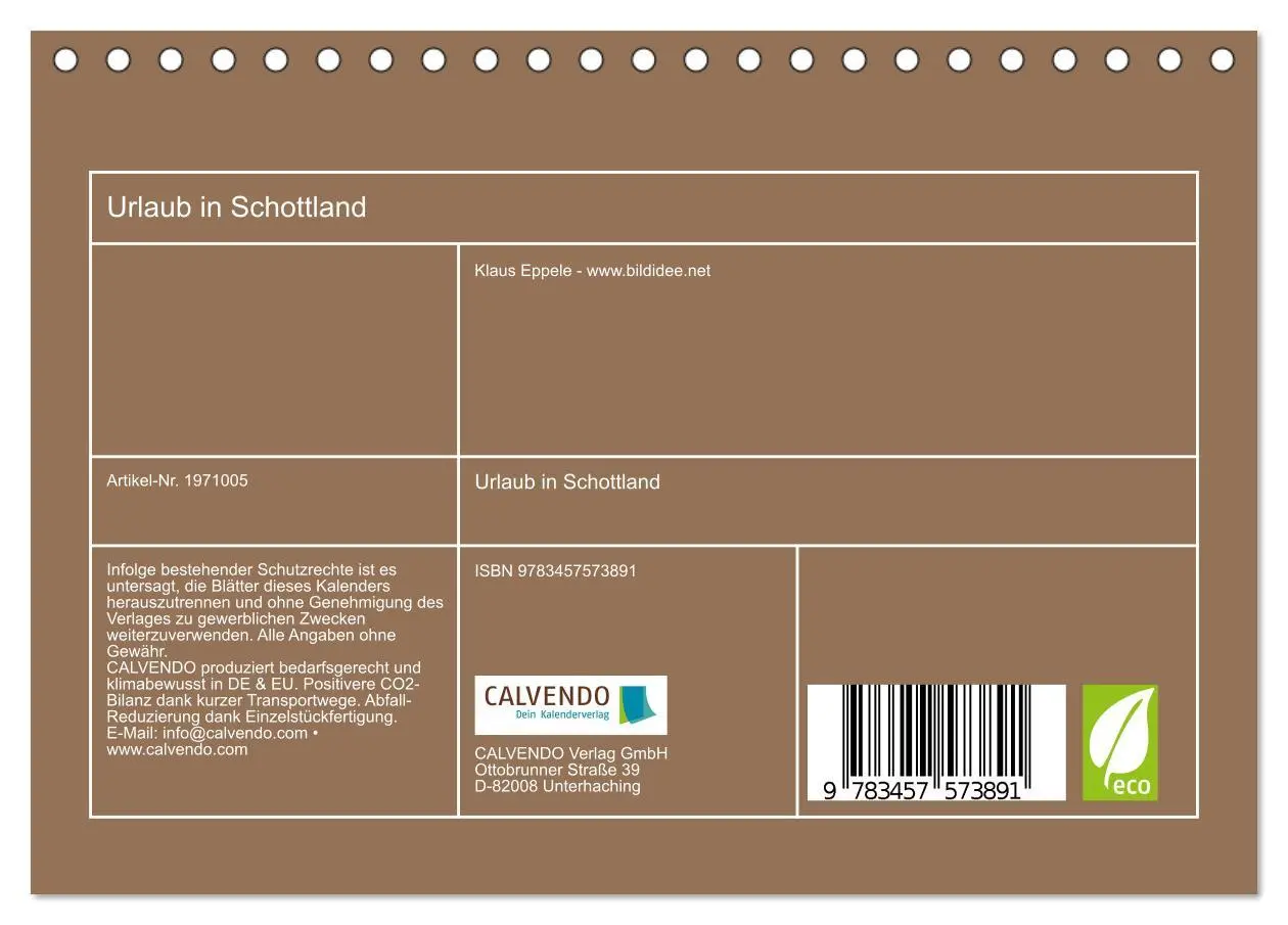Bild: 9783457573891 | Urlaub in Schottland (Tischkalender 2026 DIN A5 quer), CALVENDO...
