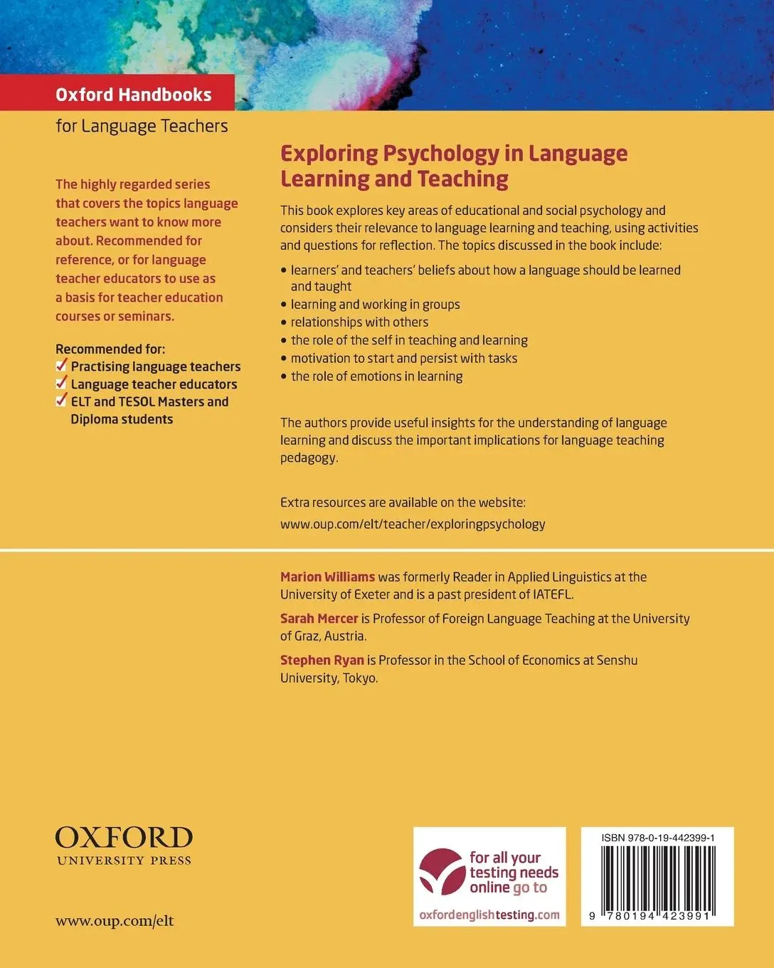 Rückseite: 9780194423991 | Exploring Psychology in Language Learning and Teaching | Taschenbuch