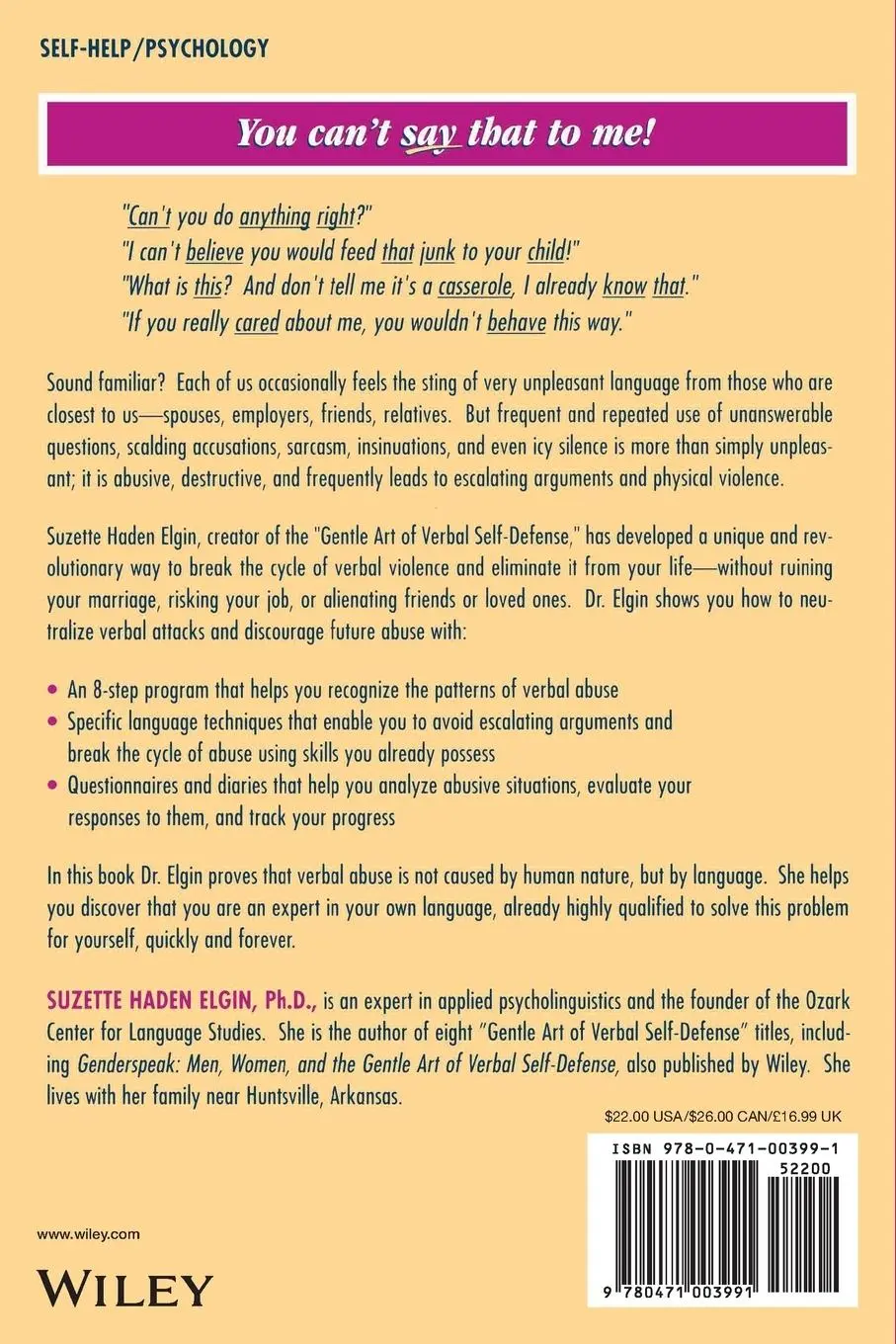 Rückseite: 9780471003991 | You Can't Say That to Me | Suzette Haden Elgin | Taschenbuch | 1995