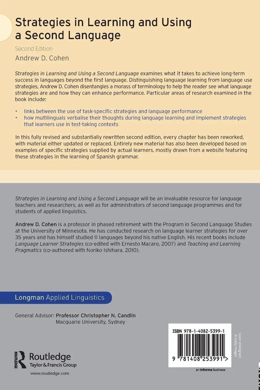 Rückseite: 9781408253991 | Strategies in Learning and Using a Second Language | Andrew D. Cohen