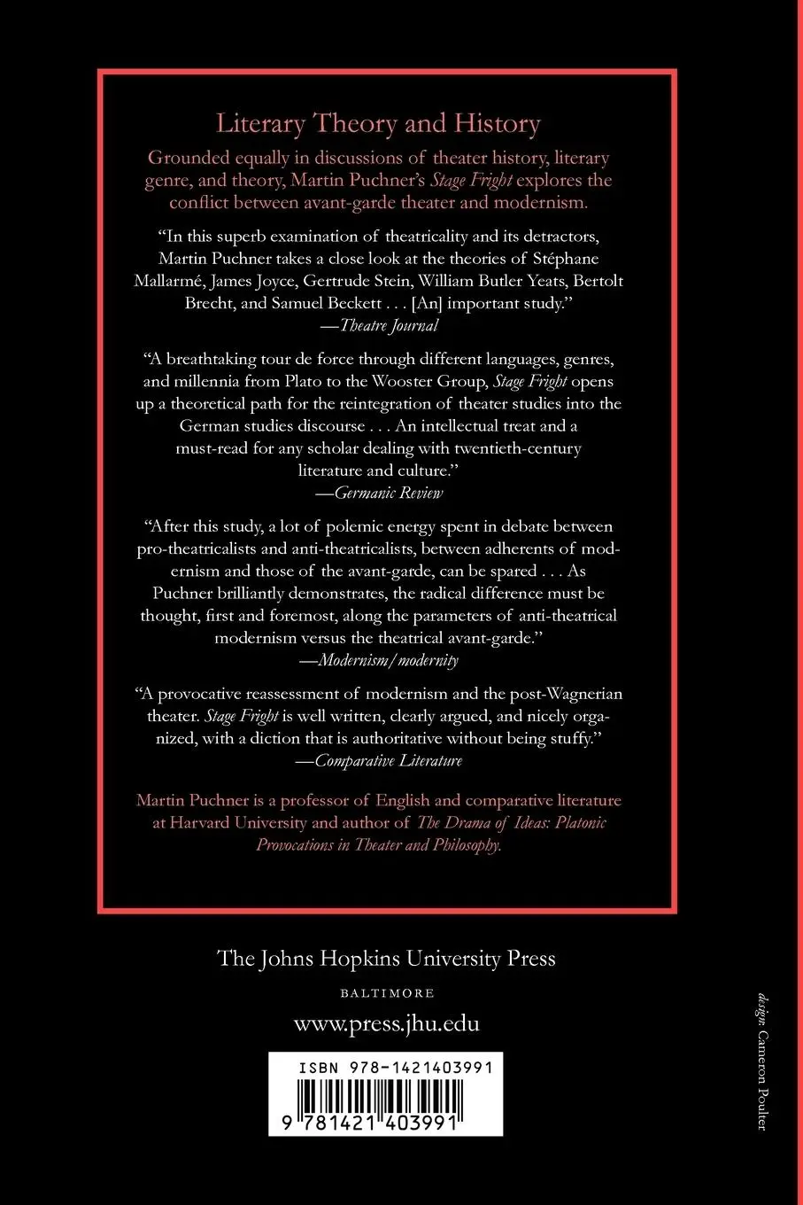 Rückseite: 9781421403991 | Stage Fright | Modernism, Anti-Theatricality, and Drama | Puchner