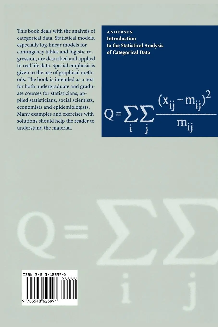 Rückseite: 9783540623991 | Introduction to the Statistical Analysis of Categorical Data | Buch