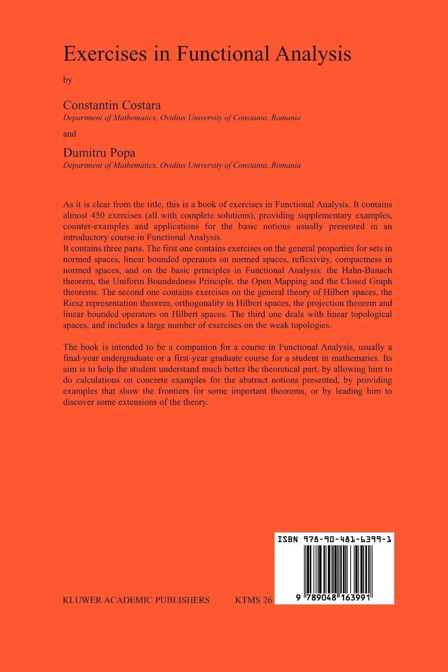 Rückseite: 9789048163991 | Exercises in Functional Analysis | D. Popa (u. a.) | Taschenbuch | x