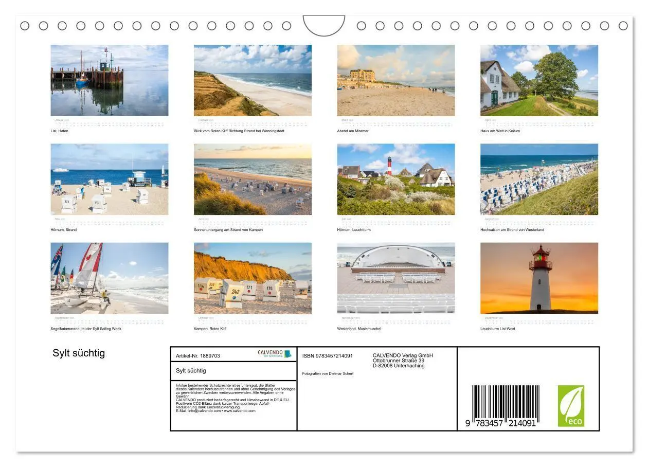 Bild: 9783457214091 | Sylt süchtig (Wandkalender 2025 DIN A4 quer), CALVENDO Monatskalender