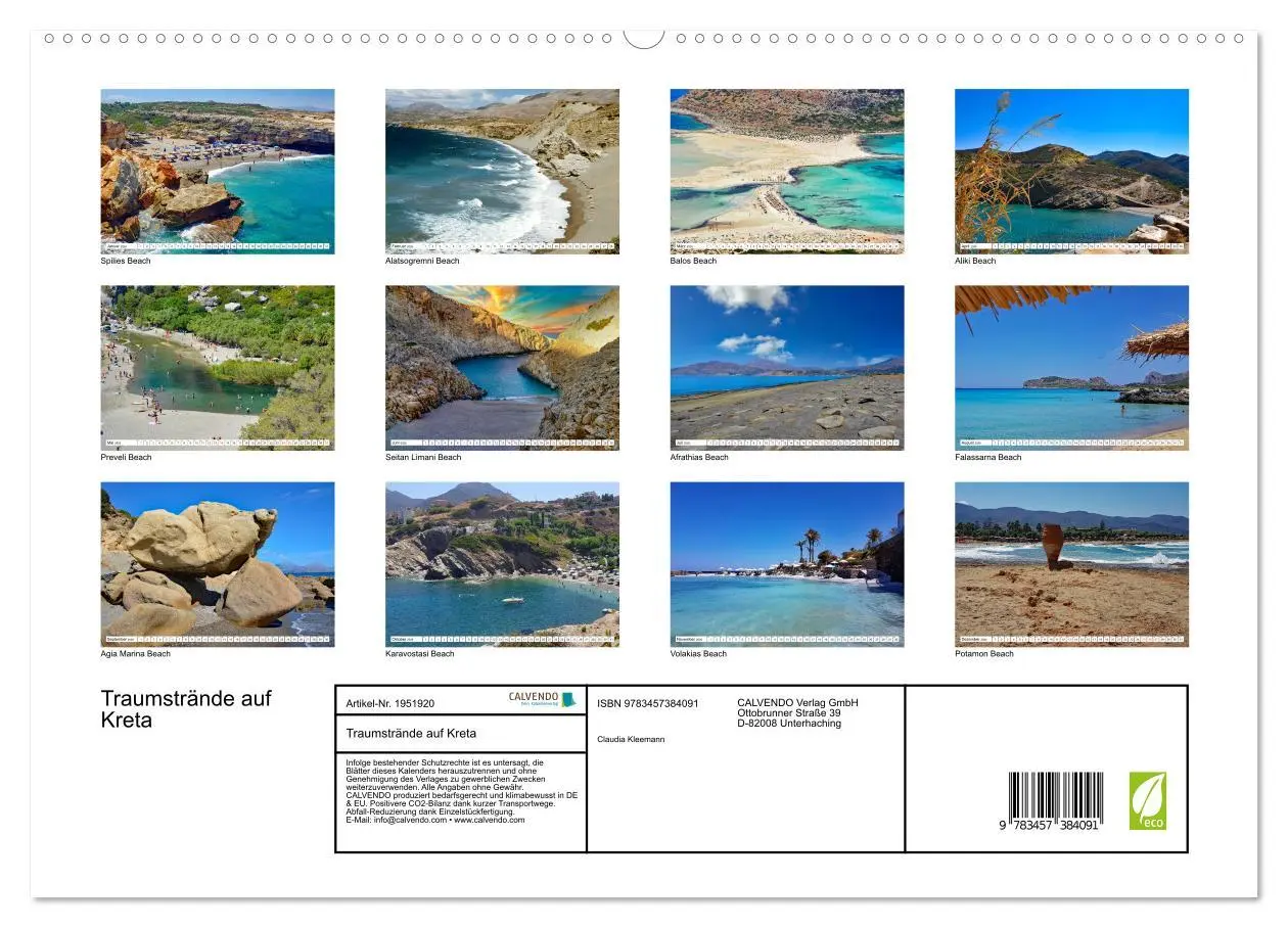 Bild: 9783457384091 | Traumstrände auf Kreta (hochwertiger Premium Wandkalender 2026 DIN...