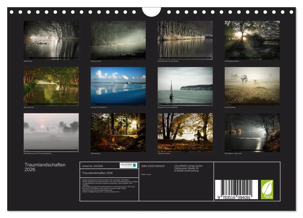 Bild: 9783516094091 | Traumlandschaften 2026 (Wandkalender 2026 DIN A4 quer), CALVENDO...