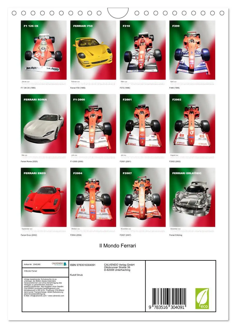 Bild: 9783516304091 | Il Mondo Ferrari (Wandkalender 2026 DIN A4 hoch), CALVENDO...