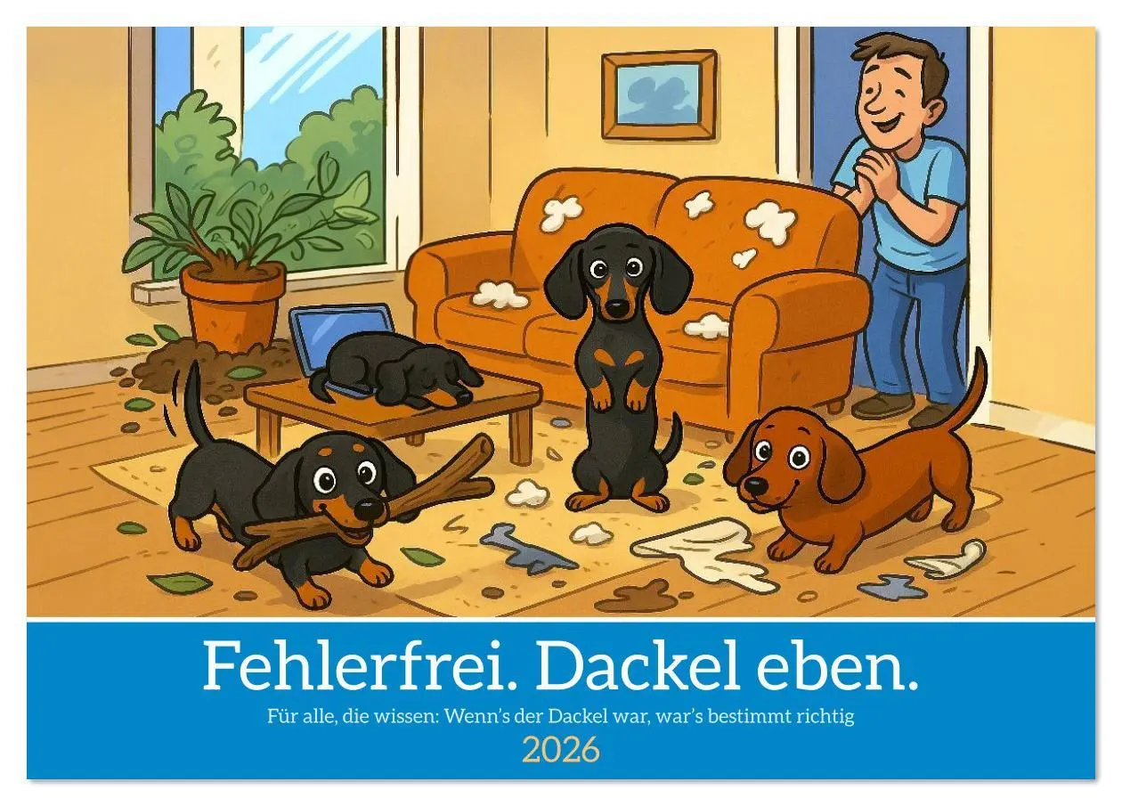 Cover: 9783516614091 | Fehlerfrei. Dackel eben. (Tischkalender 2026 DIN A5 quer), CALVENDO...