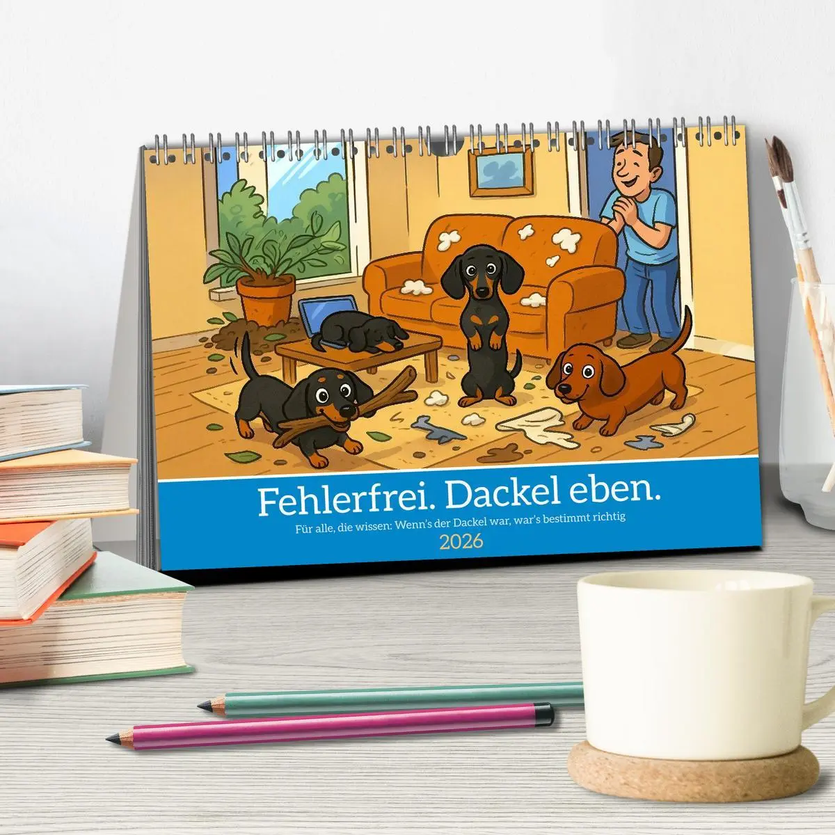Bild: 9783516614091 | Fehlerfrei. Dackel eben. (Tischkalender 2026 DIN A5 quer), CALVENDO...