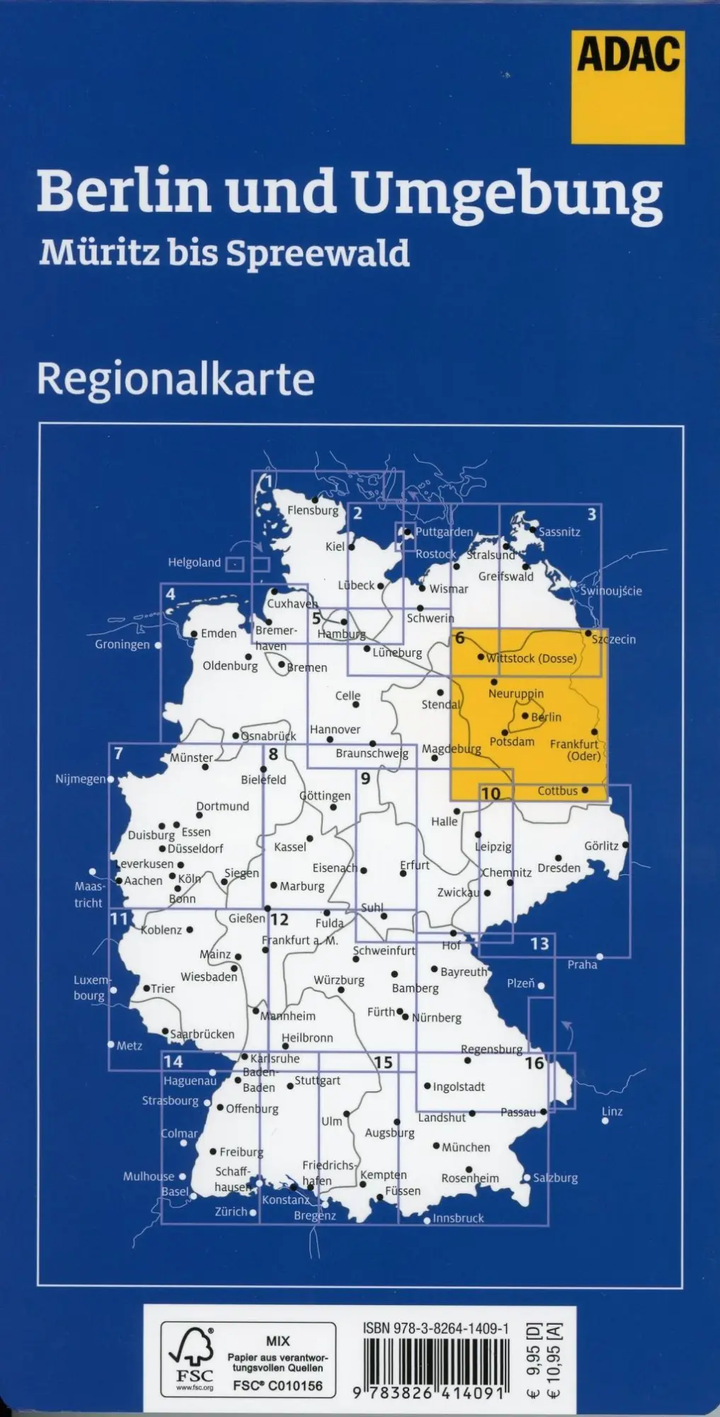 Bild: 9783826414091 | ADAC Regionalkarte Blatt 6 Berlin und Umgebung 1:150 000 | 1 S. | 2020