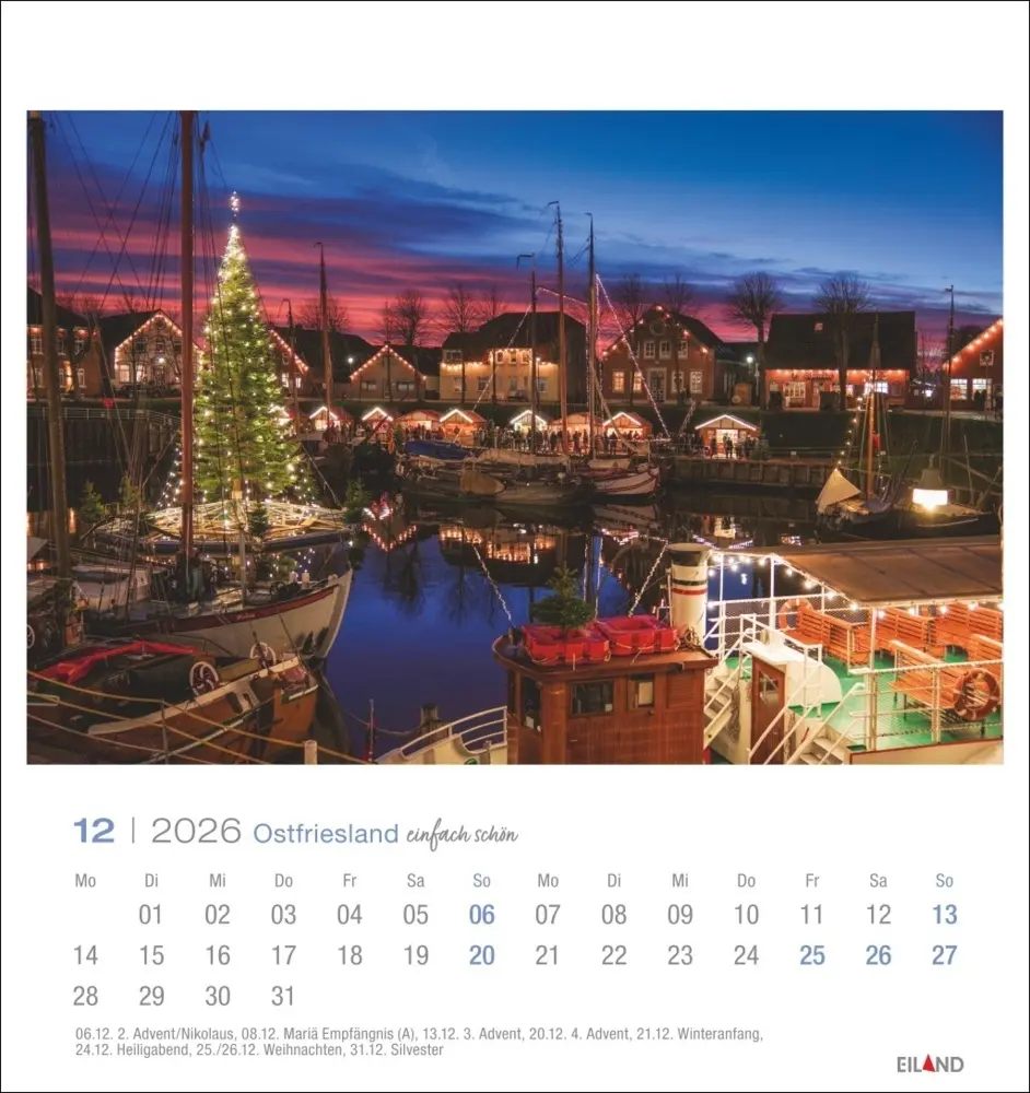 Bild: 9783964024091 | Ostfriesland Postkartenkalender 2026 - einfach schön | Kalender | 2026