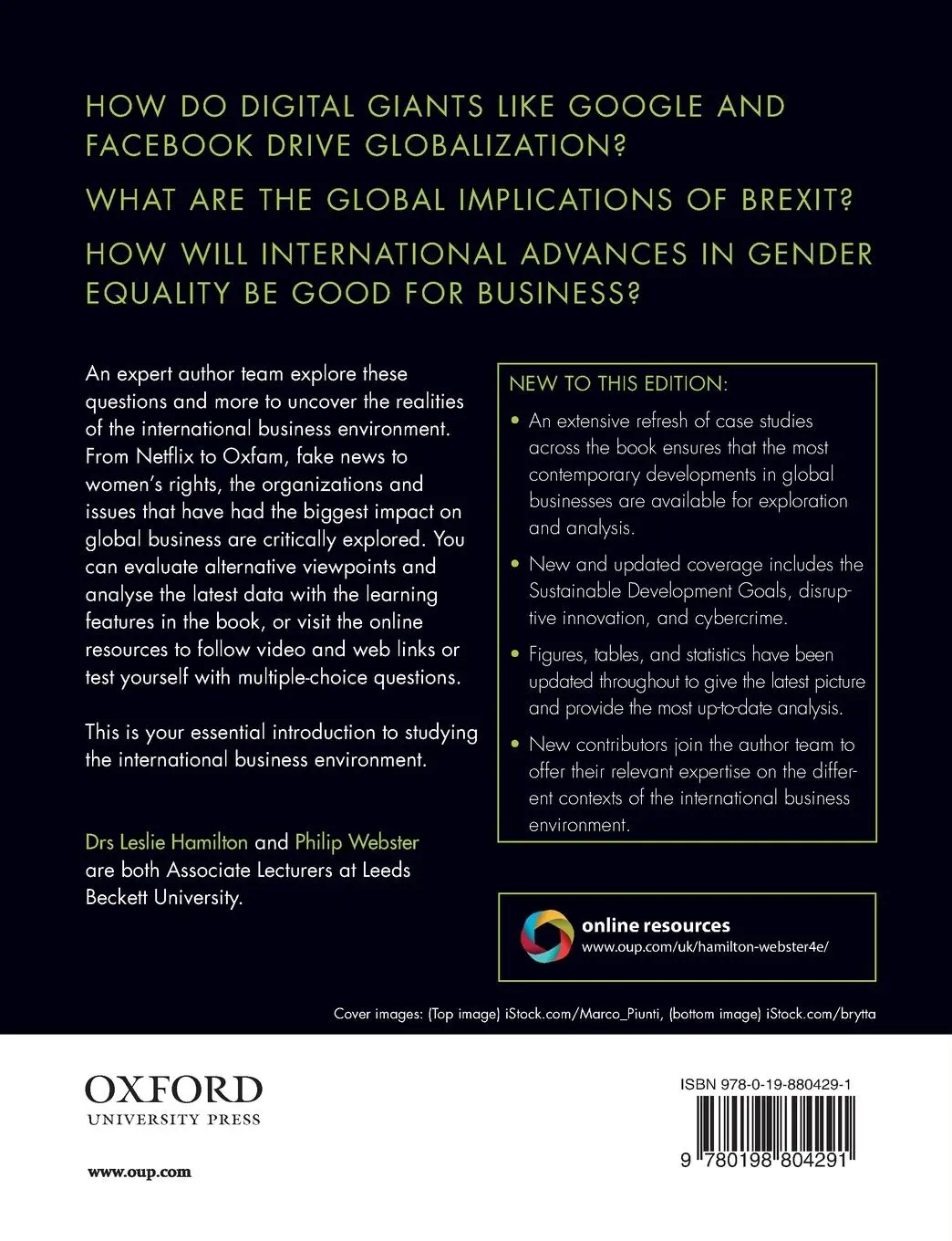 Rückseite: 9780198804291 | The International Business Environment | Leslie Hamilton (u. a.)