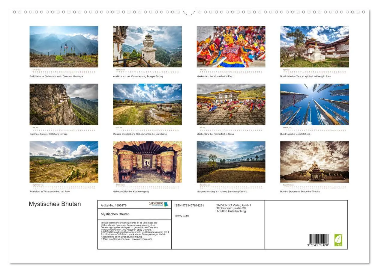 Bild: 9783457814291 | Mystisches Bhutan (Wandkalender 2026 DIN A2 quer), CALVENDO...