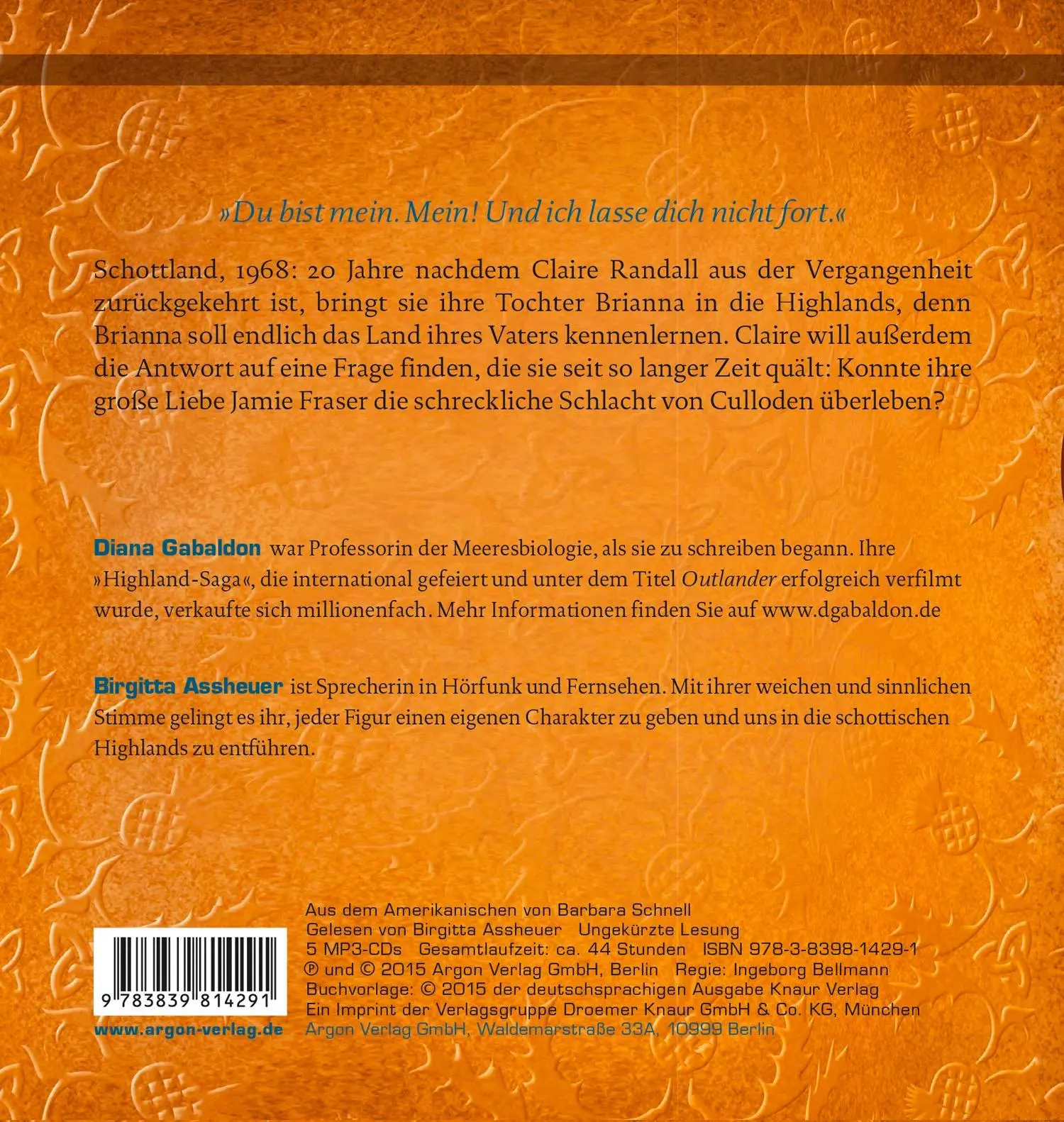 Rückseite: 9783839814291 | Outlander - Die geliehene Zeit | Diana Gabaldon | MP3 | Deutsch | 2015