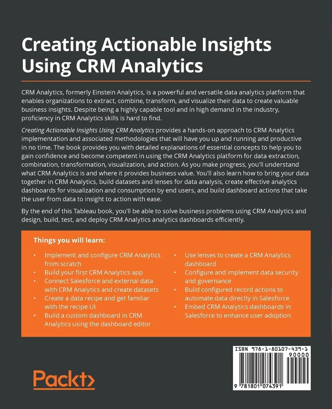 Rückseite: 9781801074391 | Creating Actionable Insights Using CRM Analytics | Mark Tossell | Buch