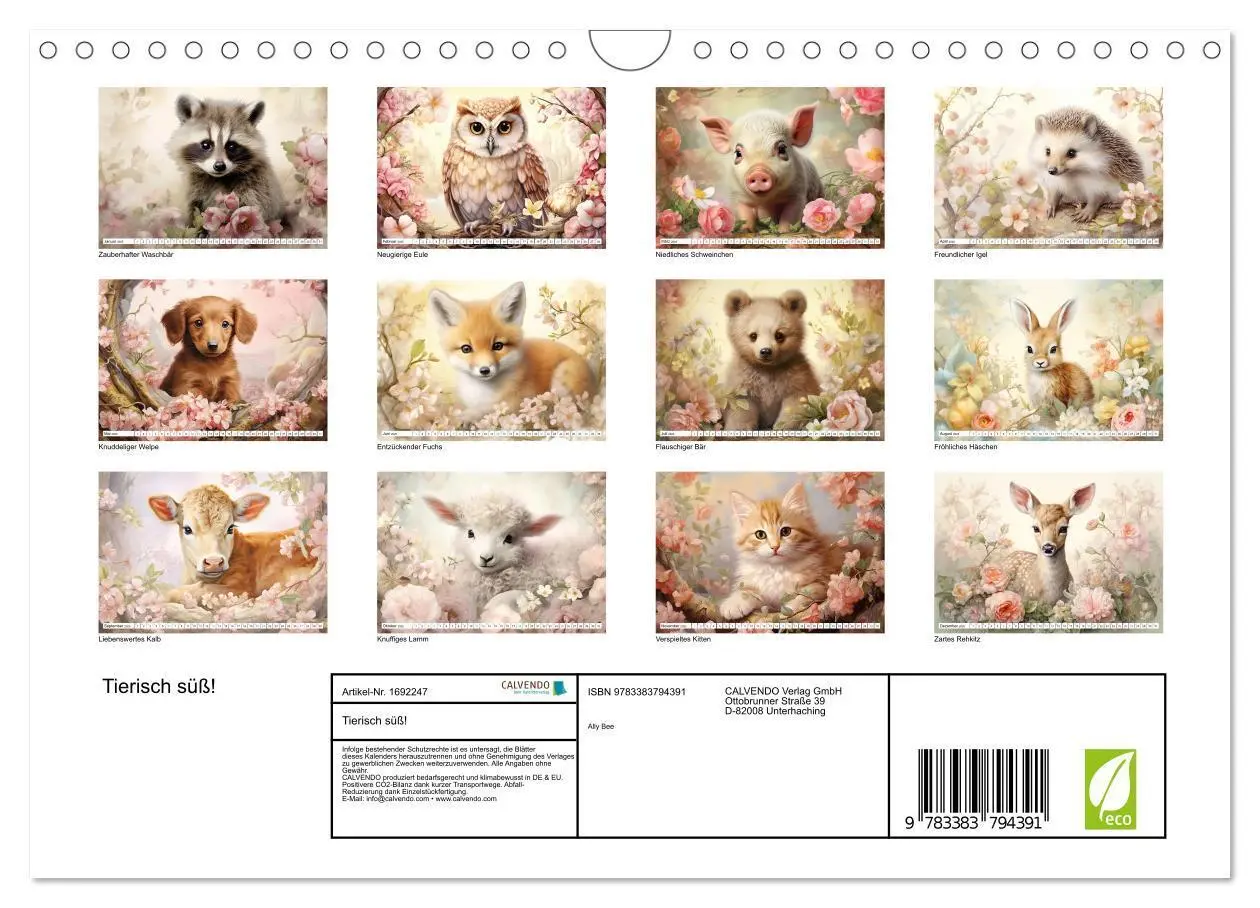 Bild: 9783383794391 | Tierisch süß! (Wandkalender 2025 DIN A4 quer), CALVENDO Monatskalender