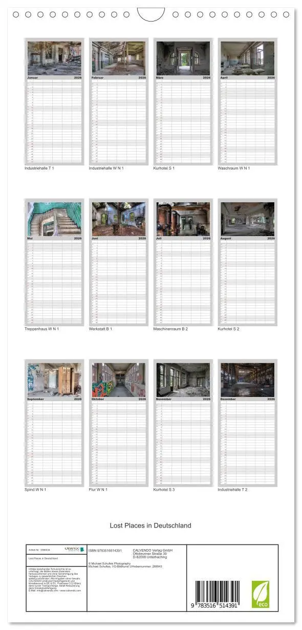 Bild: 9783516514391 | Familienplaner 2026 - Lost Places in Deutschland mit 5 Spalten...