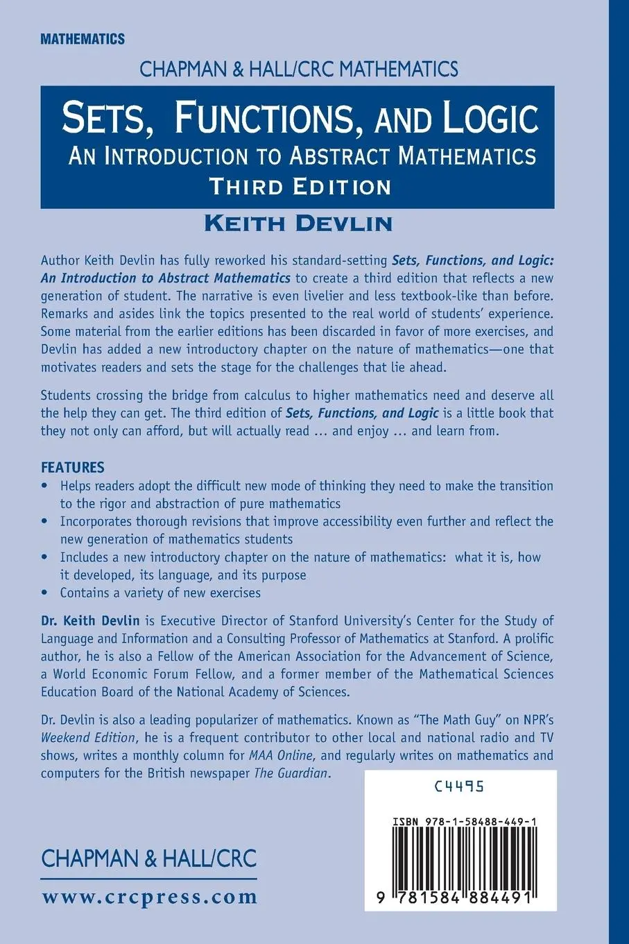 Rückseite: 9781584884491 | Sets, Functions, and Logic | Keith Devlin | Taschenbuch | Englisch