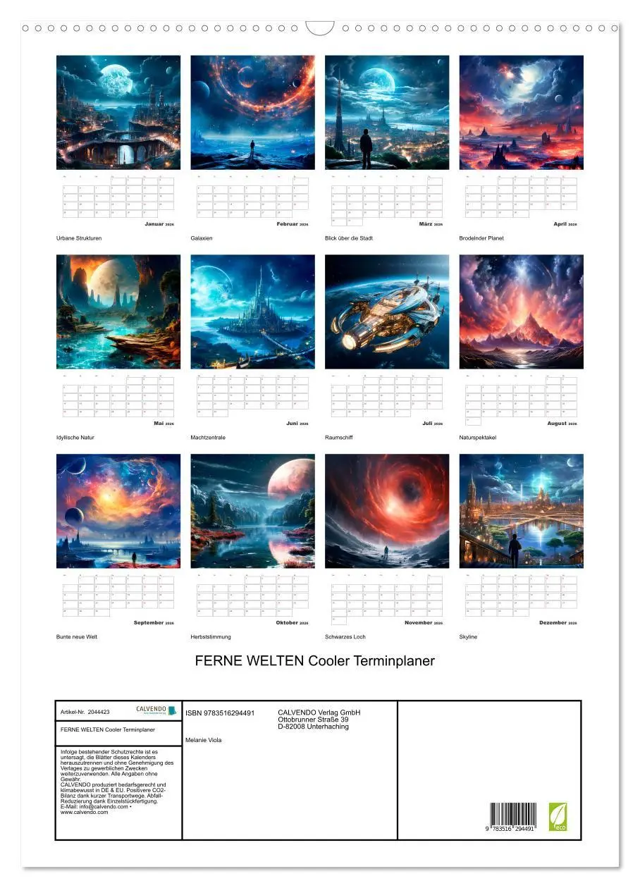 Bild: 9783516294491 | FERNE WELTEN Cooler Terminplaner (Wandkalender 2026 DIN A2 hoch),...