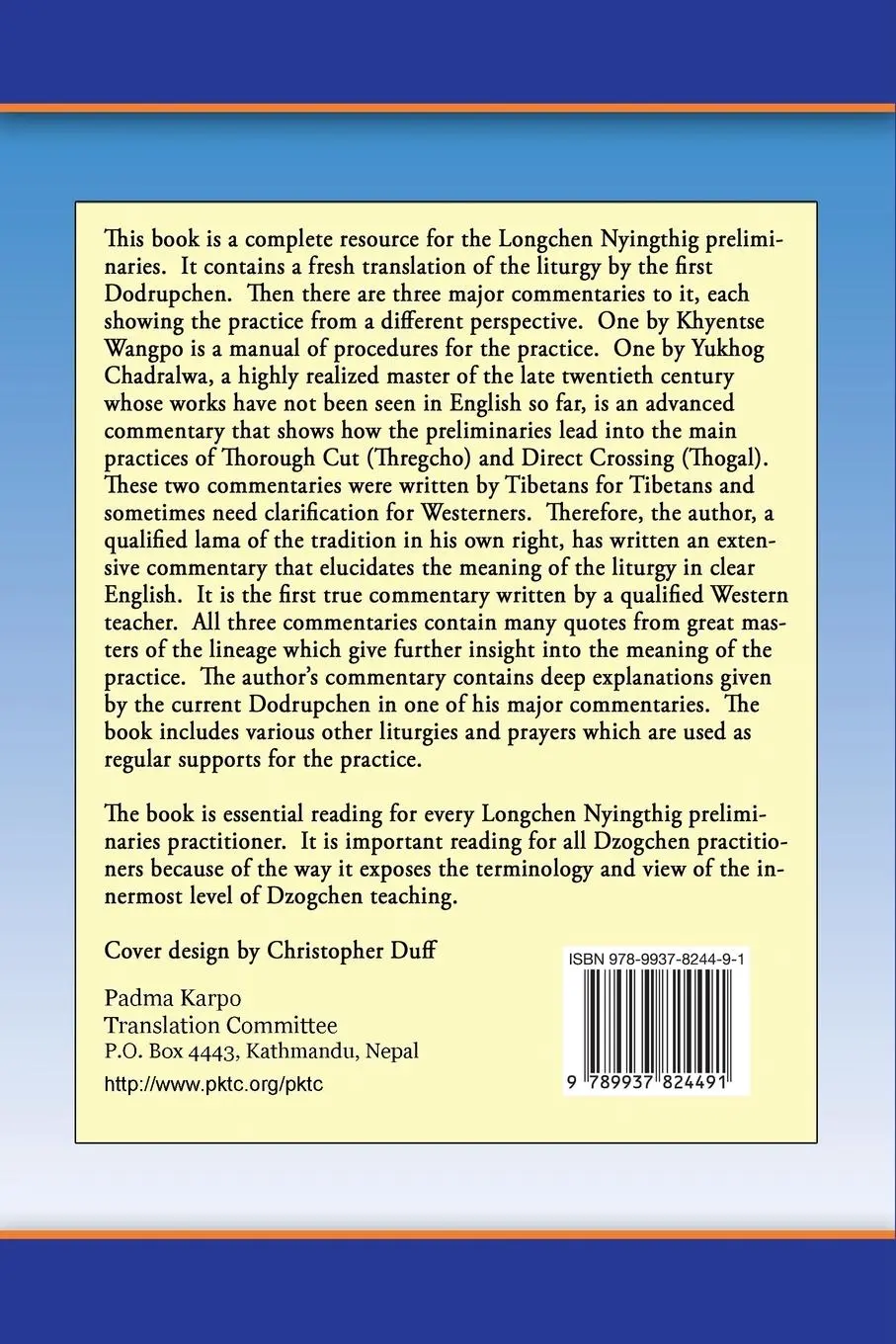 Rückseite: 9789937824491 | Longchen Nyingthig Preliminaries "The Excellent Path to Omniscience"