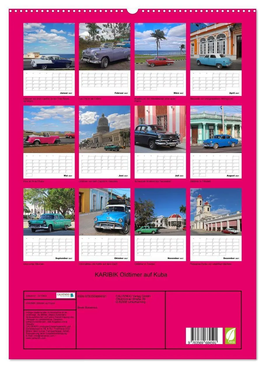 Bild: 9783569684591 | KARIBIK Oldtimer auf Kuba (hochwertiger Premium Wandkalender 2027...