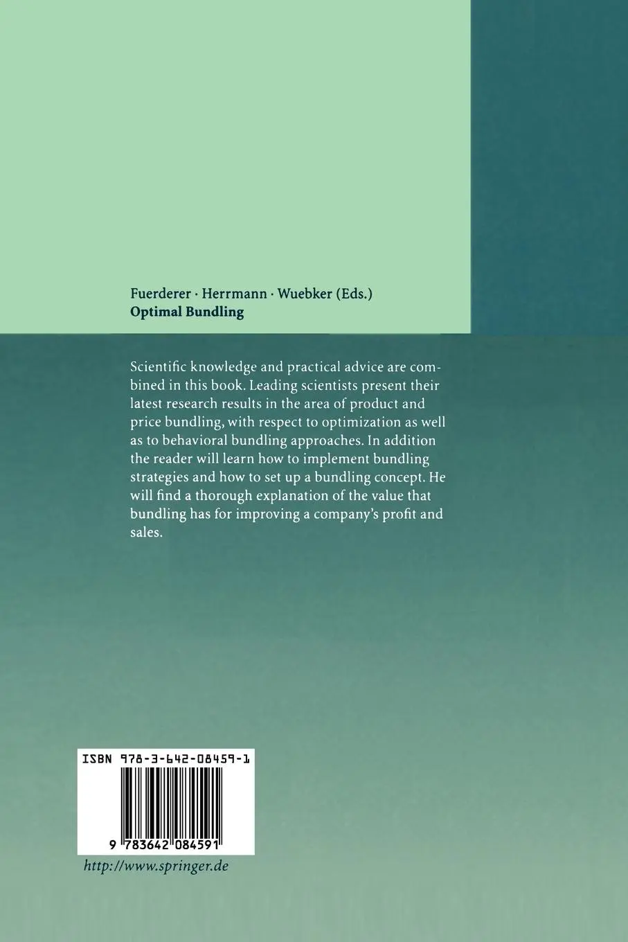 Rückseite: 9783642084591 | Optimal Bundling | Ralph Fuerderer (u. a.) | Taschenbuch | viii | 2010
