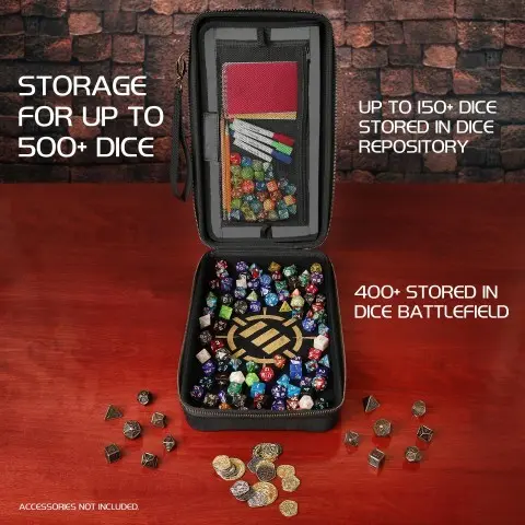 Cover: 637836614691 | ENHANCE Tabletop Community DnD Dice Case and Dice Rolling Tray(500...