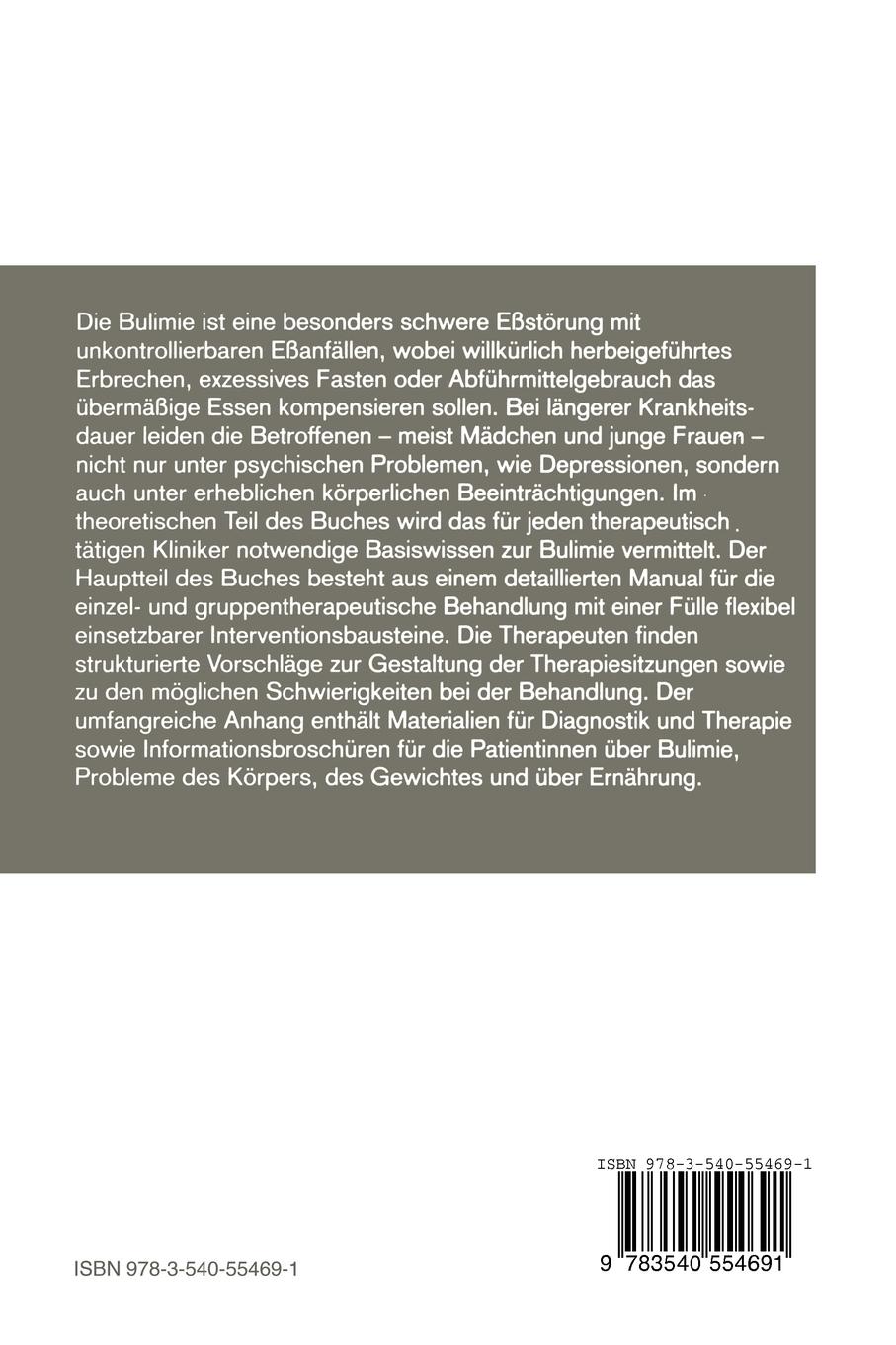 Rückseite: 9783540554691 | Bulimie | Ursachen und Therapie | Reinhold G. Laessle (u. a.) | Buch