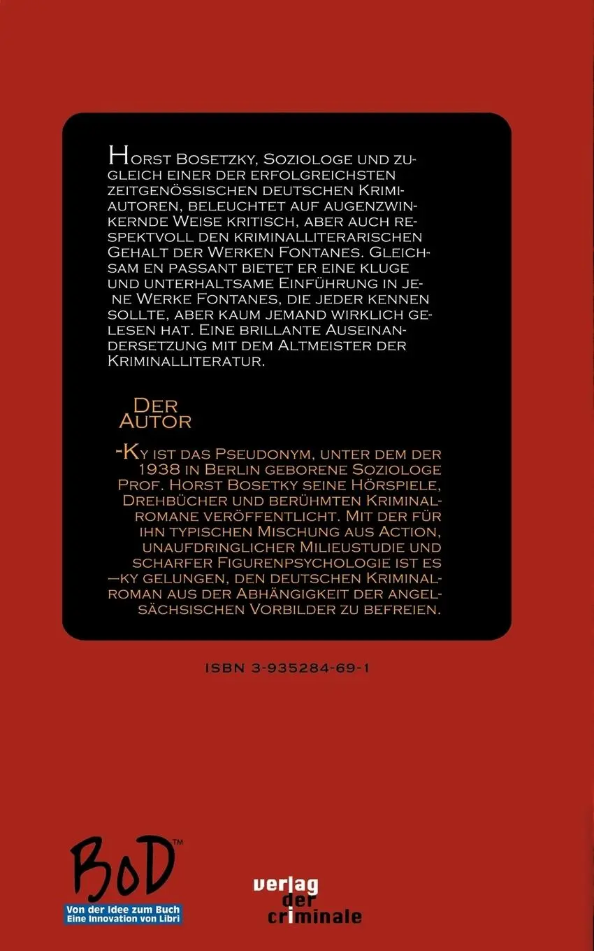 Rückseite: 9783935284691 | Mord und Totschlag bei Fontane | Horst Bosetzky | Taschenbuch | 184 S.