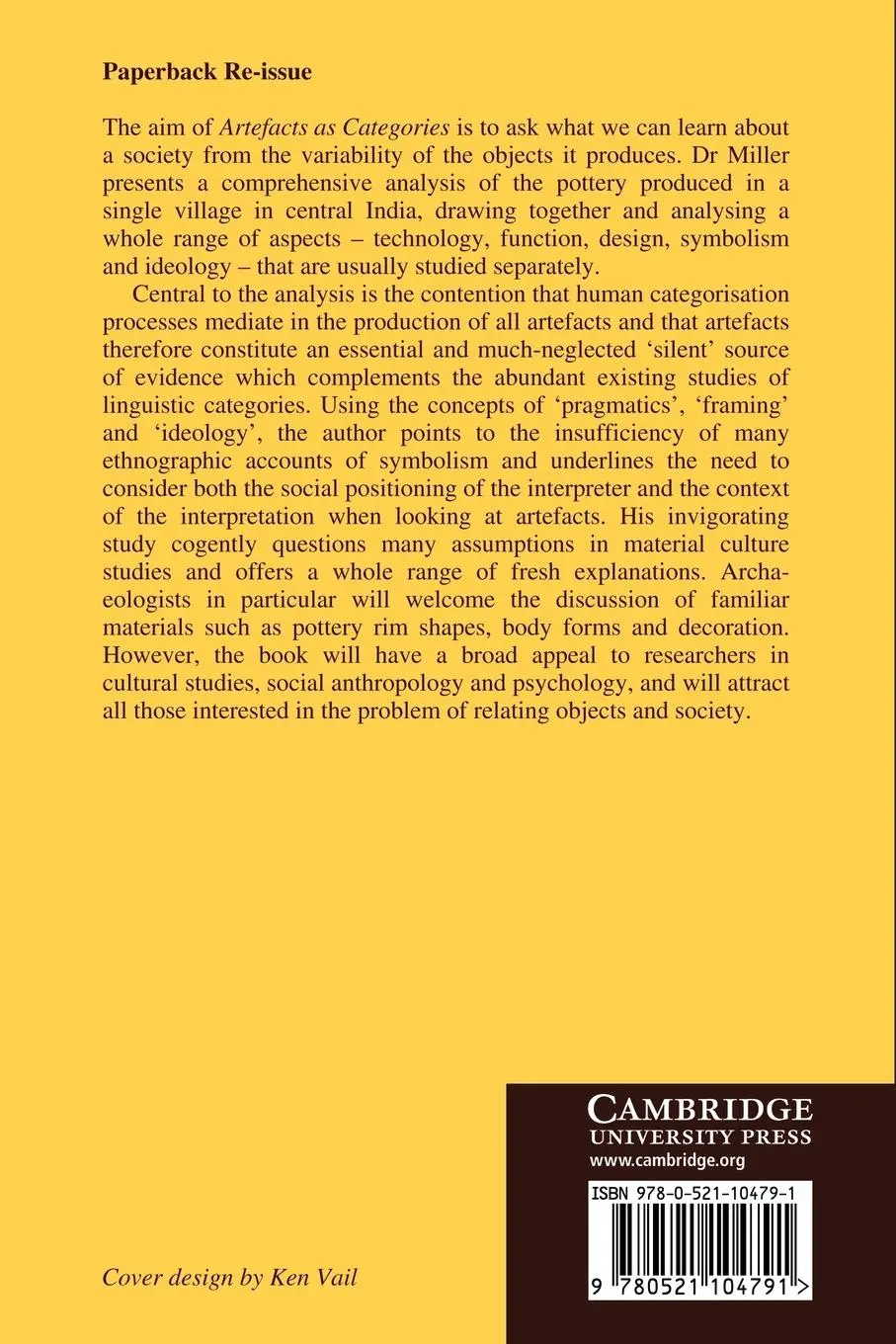 Rückseite: 9780521104791 | Artefacts as Categories | Daniel Miller (u. a.) | Taschenbuch | 2008