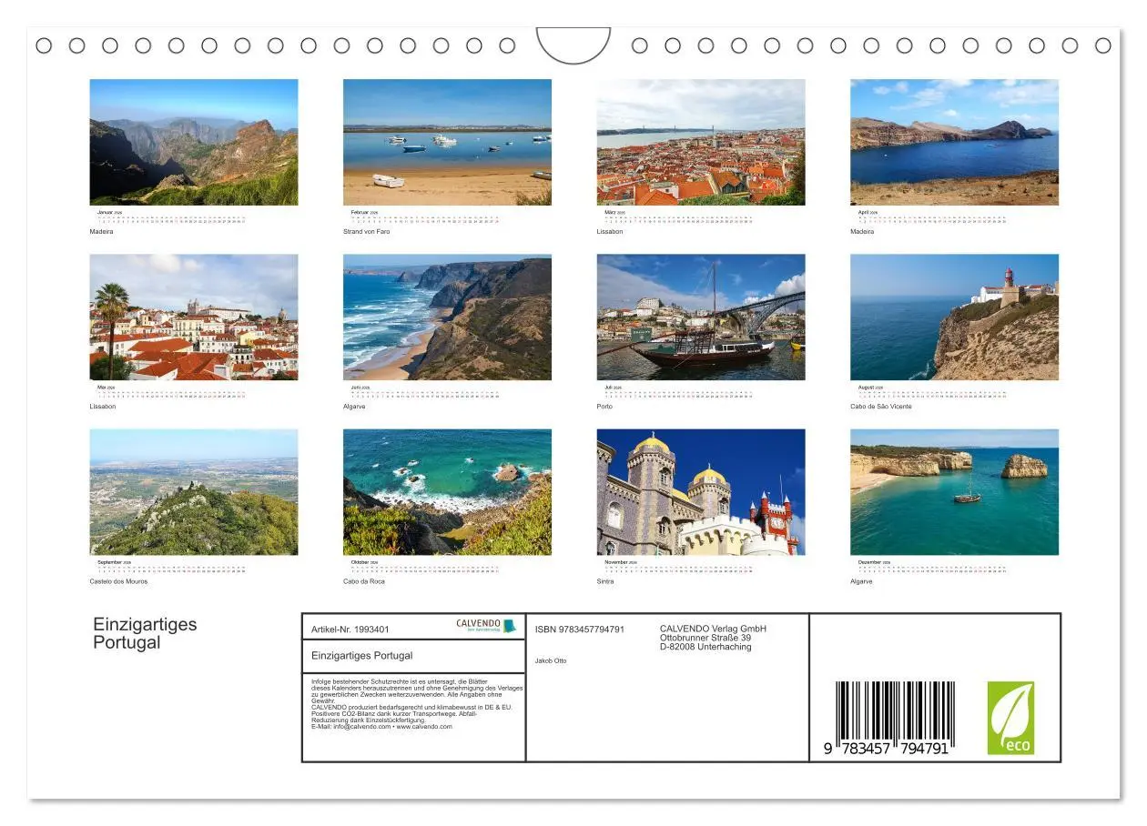 Bild: 9783457794791 | Einzigartiges Portugal (Wandkalender 2026 DIN A4 quer), CALVENDO...