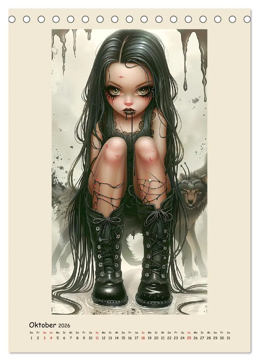 Bild: 9783516264791 | Gothic-Girls. Bizzare Comic-Art (Tischkalender 2026 DIN A5 hoch),...