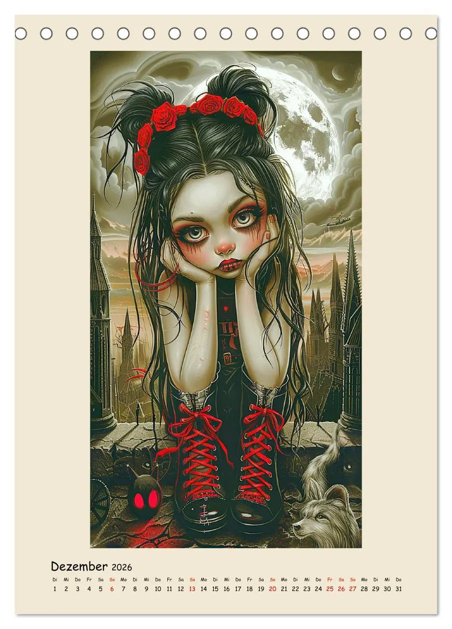 Bild: 9783516264791 | Gothic-Girls. Bizzare Comic-Art (Tischkalender 2026 DIN A5 hoch),...