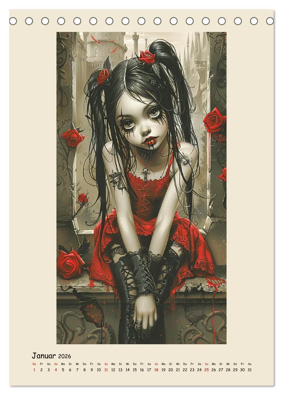Bild: 9783516264791 | Gothic-Girls. Bizzare Comic-Art (Tischkalender 2026 DIN A5 hoch),...