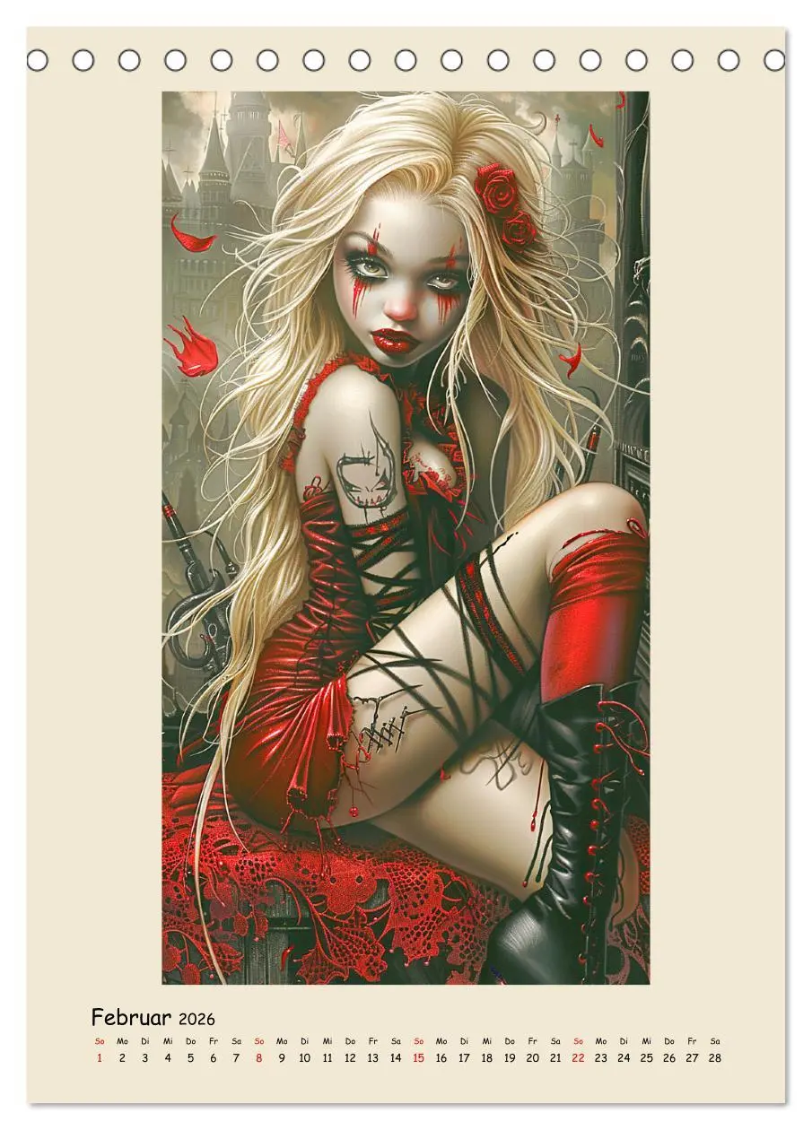 Bild: 9783516264791 | Gothic-Girls. Bizzare Comic-Art (Tischkalender 2026 DIN A5 hoch),...