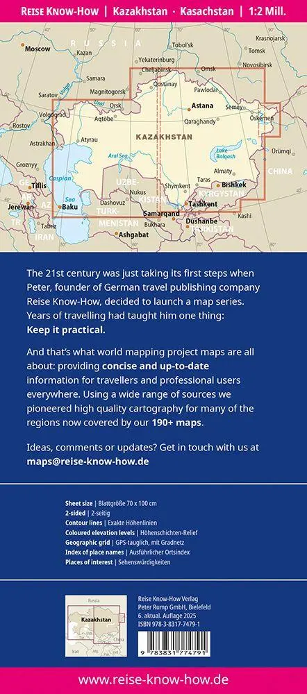 Bild: 9783831774791 | Reise Know-How Landkarte Kasachstan / Kazakhstan (1:2.000.000) | 2 S.