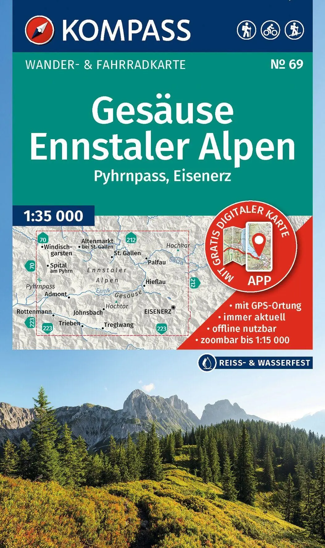 Cover: 9783991544791 | KOMPASS Wanderkarte 69 Gesäuse, Ennstaler Alpen, Pyhrnpass,...