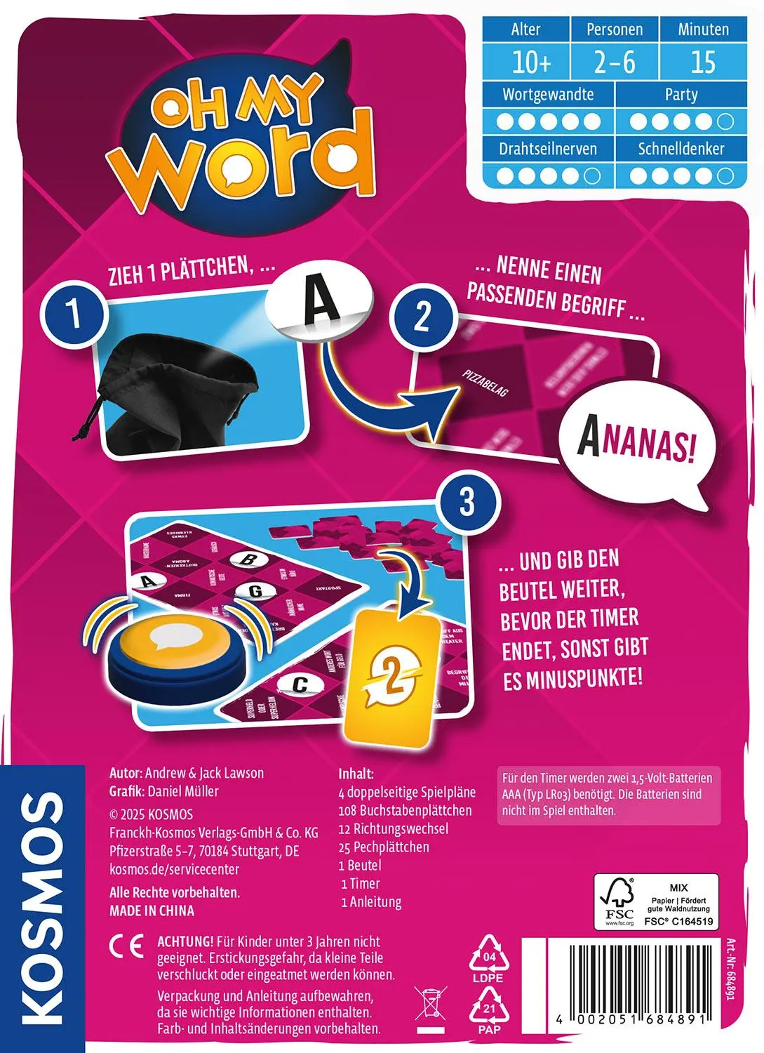 Rückseite: 4002051684891 | Oh my word | Spiel | Spiel | 684891 | Deutsch | 2025 | Franckh-Kosmos