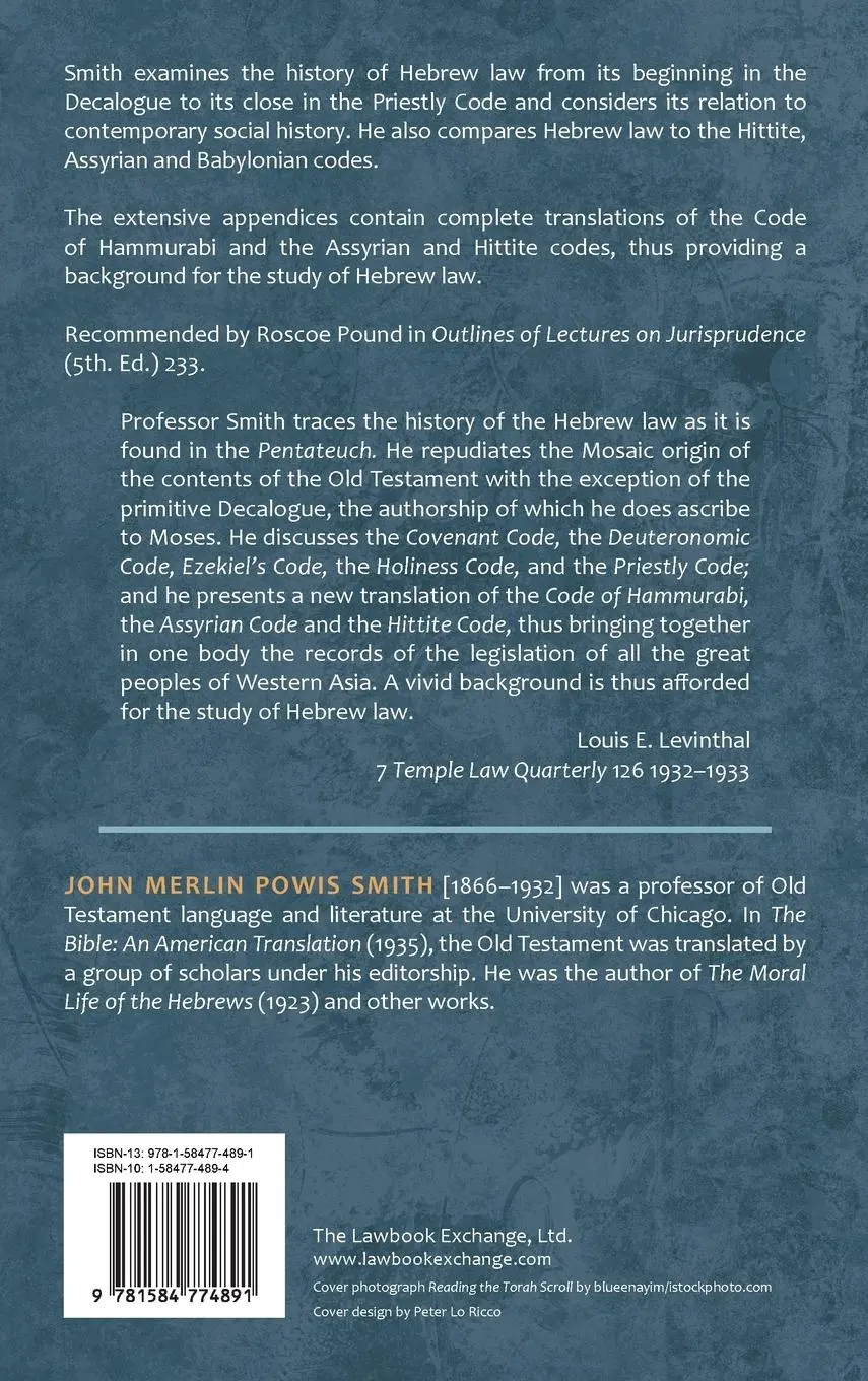 Rückseite: 9781584774891 | The Origin and History of Hebrew Law | J. M. Powis Smith | Buch | 2015